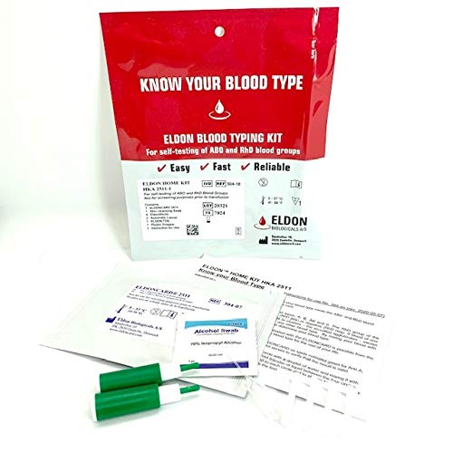  Eldoncard INC Rapid Blood Type Test (2 COMPLETE KITS) - Air  Sealed Envelope, Safety Lancet, Micropipette, Cleansing Swab : Industrial &  Scientific