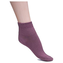 Load image into Gallery viewer, Hugh Ugoli Women&#39;s Loose Diabetic Ankle Socks, Bamboo, Wide, Thin, Seamless Toe and Non-Binding Top, 4 Pairs, Aster Purple, Shoe Size: 6-9
