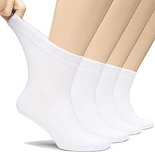 Load image into Gallery viewer, Hugh Ugoli Men&#39;s Loose Diabetic Ankle Socks Bamboo, Wide, Thin, Seamless Toe and Non-Binding Top, 4 Pairs, Beige, Shoe Size: 8-11

