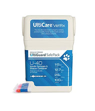 Load image into Gallery viewer, UltiCare VetRx U-40 UltiGuard Safe Pack Pet Insulin Syringes 1/2cc, 29G x 1/2&quot;, 100 ct (with 1/2 Unit Markings)
