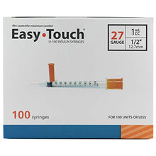 Load image into Gallery viewer, EasyTouch® U-100 27g, 1cc / mL, 1/2&quot; (12.7mm) Box of 100
