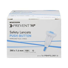 Load image into Gallery viewer, McKesson Prevent Lancet Push Button 28 Gauge 1.6 mm Depth 1 Box(s), 100 /Box

