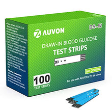 Load image into Gallery viewer, AUVON Blood Glucose Test Strips (100 Count) for use with AUVON DS-W Diabetes Sugar Testing Meter (No Coding Required, 2 Box of 50 Each)
