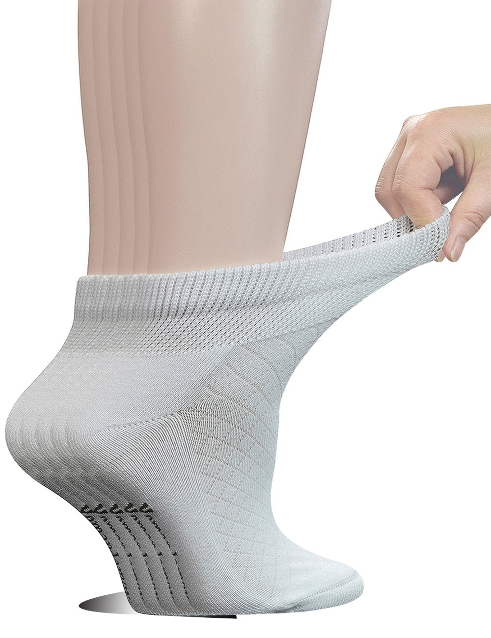 Women's 5 Pairs Cotton Ankle Breathable Mesh Diabetic Socks with Seamless Toe