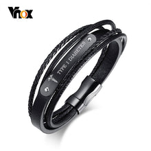 Load image into Gallery viewer, Black Genuine Leather Bracelet  Medical DIABETES 8.3&quot;
